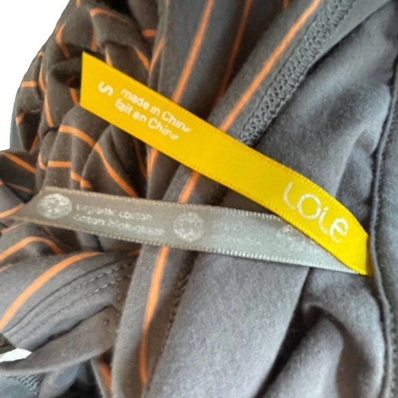 🍀 Lolë Gray Orange Striped Stretch Sleeveless Fit And Flare Dress Size S - Picture 9 of 10